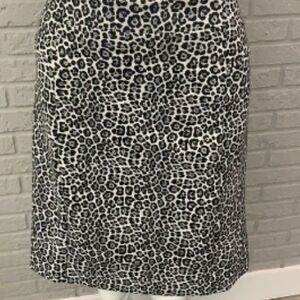 Michael Kors Black and White Leopard Print Pencil Skirt